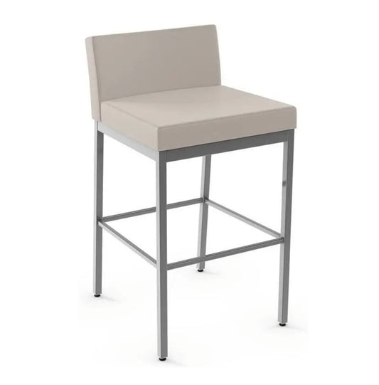 SOLD Amisco Fairfield Plus 26" Faux Leather and Metal Counter Stool in Cream/Glossy Gray (Set of 4)
